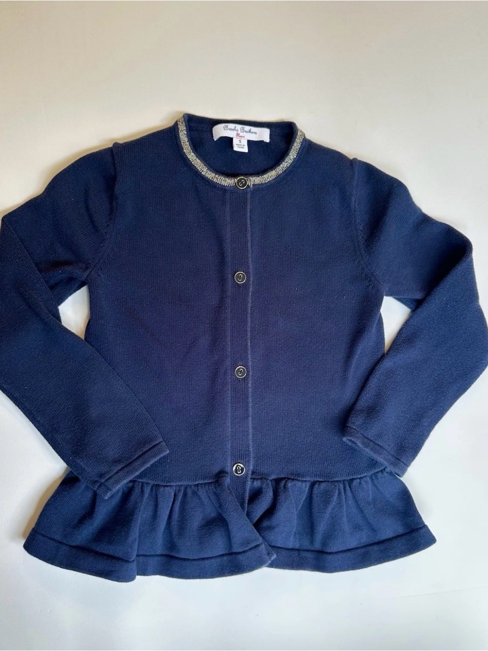 Brooks Brothers Fleece Girls Blue Knit Cardigan Sweater Button Front Size S